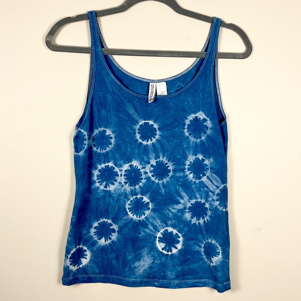 Naturally dyed indigo shabori blue cotton tank top upcycled H&M